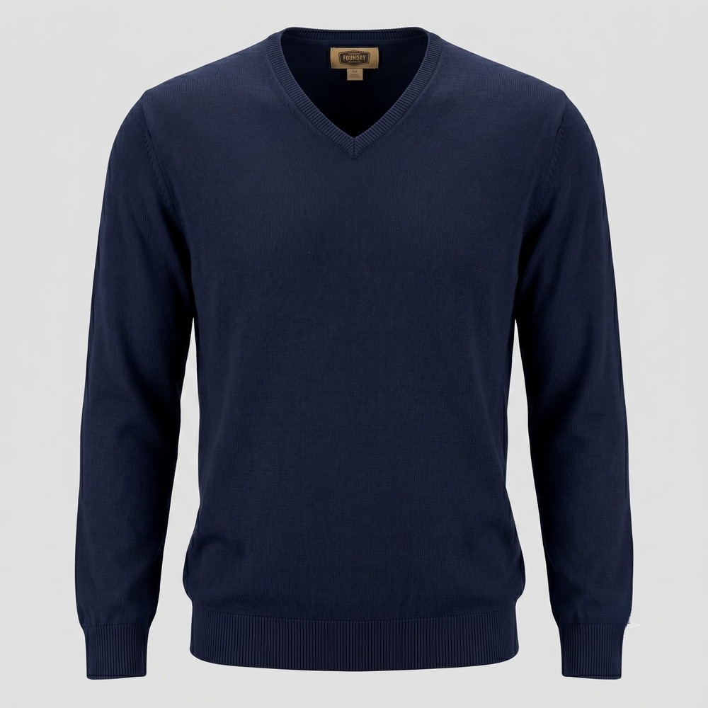 The Foundry Mens 2XLT Navy Blue Sweater V-Neck Cotton‎ Long Sleeve Pullover